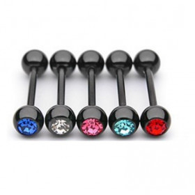 Piercing langue blackline acier chirurgical couleur noir et zirconium