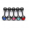 Piercing langue blackline acier chirurgical couleur noir et zirconium