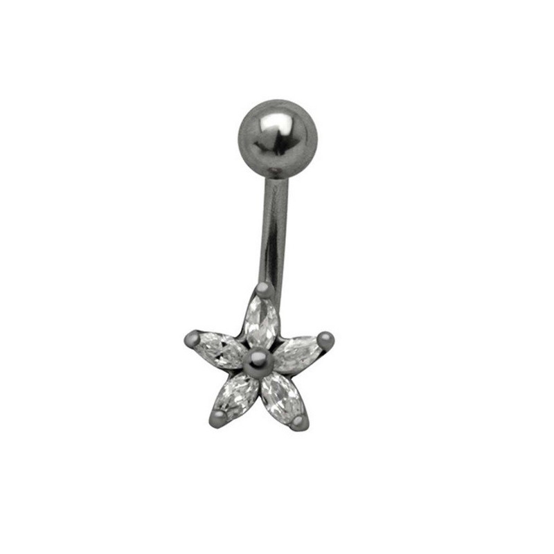 Piercing nombril fleur acier chirurgical