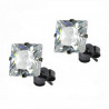 Boucles oreille noir carré cristal pour homme