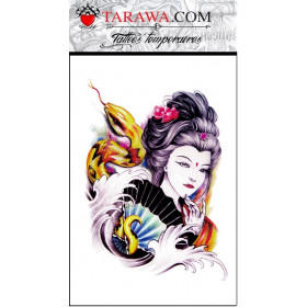 Faux tatouage geisha japonaise et serpent