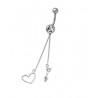 Piercing nombril acier pendentif coeur flèche