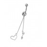 Piercing nombril acier pendentif coeur flèche