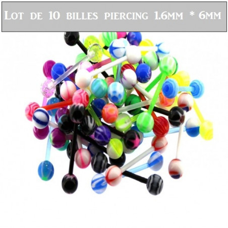 Lot de 10 billes piercing piercing nombril téton