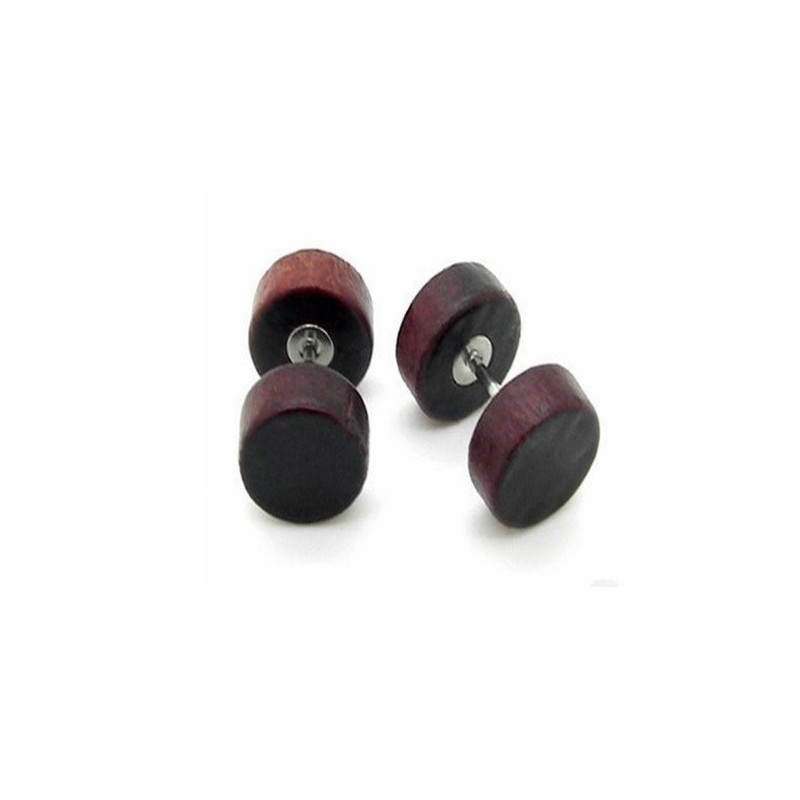 Faux plug oreille bois marron Faux plug oreille bois marron