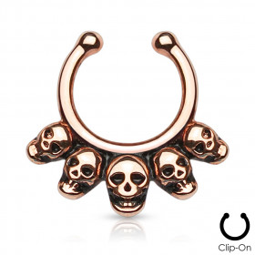 Faux piercing septum tête de mort or rose