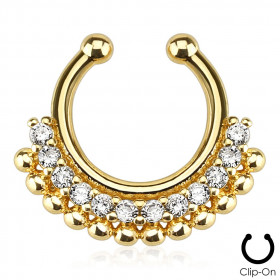 Faux piercing septum doré strass