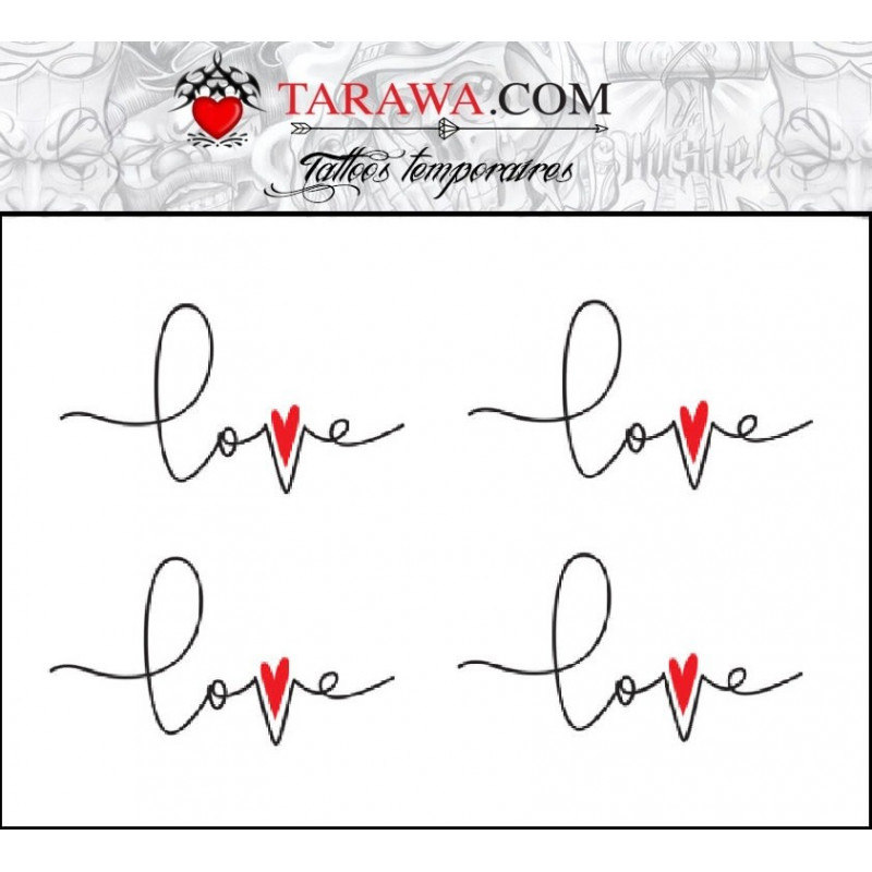 Tatouage temporaire écriture Love avec coeur