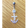 Piercing nombril pendentif ancre argent