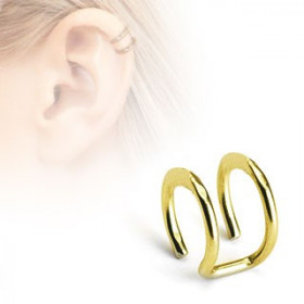 Faux piercing oreille double anneau doré