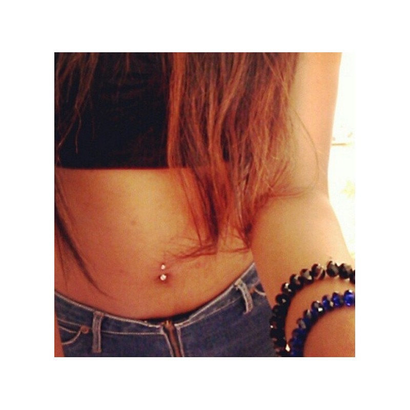Piercing nombril en Titane G23 haute qualité double cristal de couleur Blanc pas cher Piercing nombril en Titane G23 haute qualité double cristal de couleur Blanc pas cher