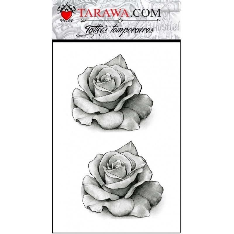 Tatouage temporaire rose noir et blanc