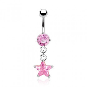 piercing de nombril pendentif étoile rose