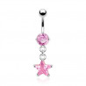 piercing de nombril pendentif étoile rose