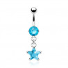 piercing étoile cristal turquoise pour le nombril