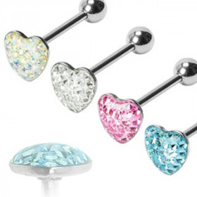 Piercing langue cœur multistrass