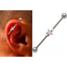 Piercing oreille industriel argent 925 étoile cristal