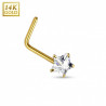 Piercing nez or étoile cristal couleur diamant en L