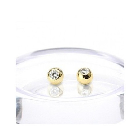 Bille piercing en or cristal 1,6 mm pour nombril et téton