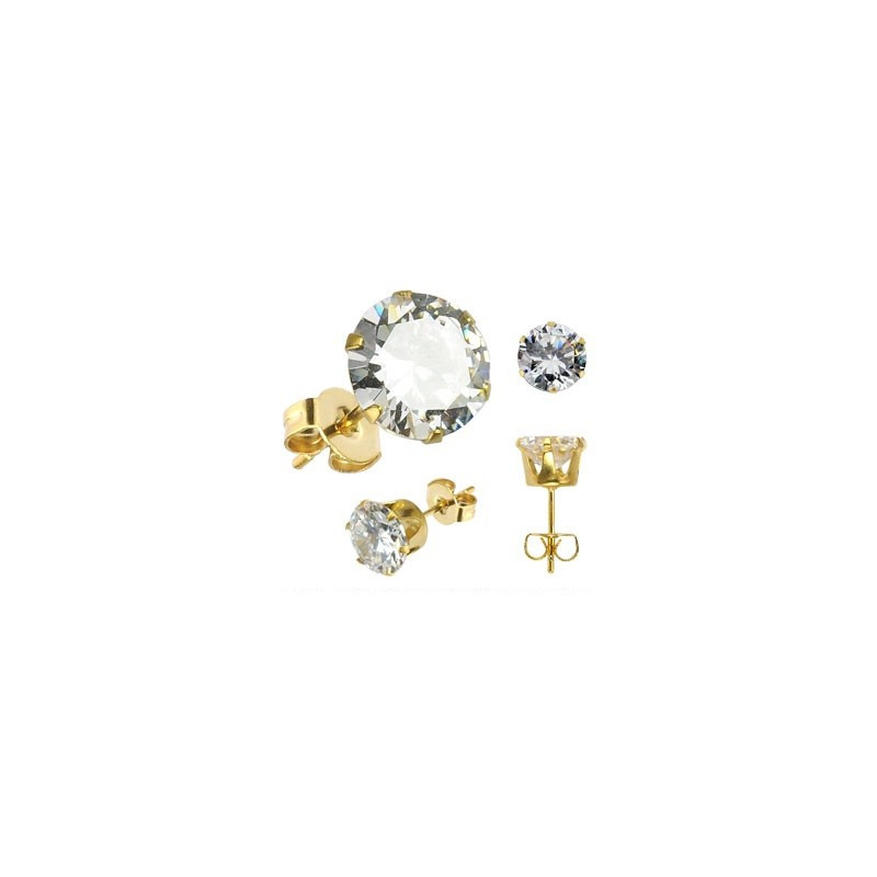 Boucles oreille doré cristal rond