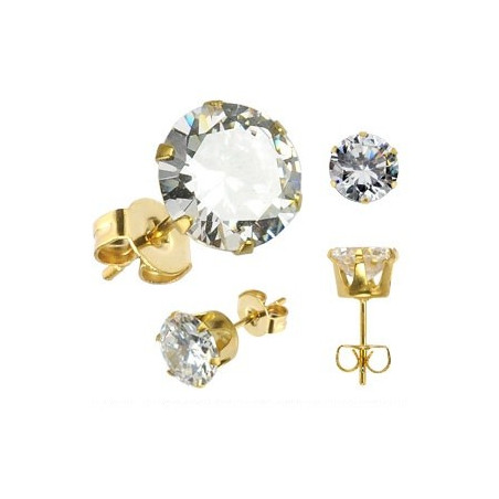 Boucles oreille doré cristal rond