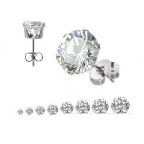 Boucles oreille homme acier chirurgical cristal rond