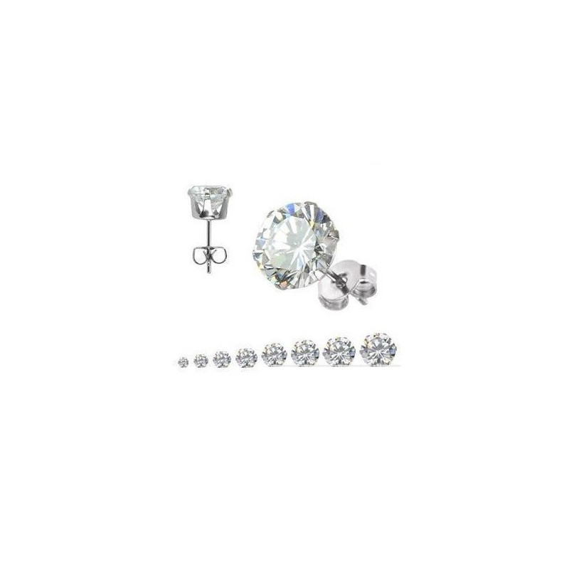 Boucles oreille homme acier chirurgical cristal rond Boucles oreille homme acier chirurgical cristal rond