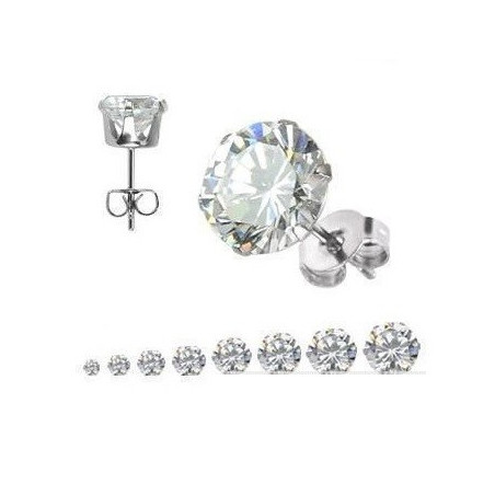 Boucles oreille homme acier chirurgical cristal rond