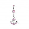vente de piercing nombril ancre marine rose pour femme