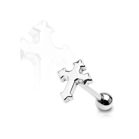 Piercing langue croix gothique