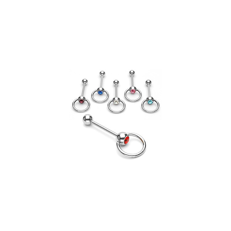 Piercing langue anneau et zirconium