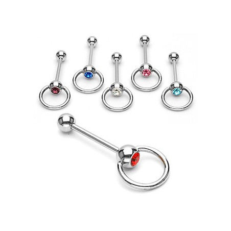 Piercing langue anneau et zirconium