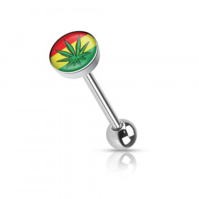 Piecing langue feuille de cannabis Jamaïque