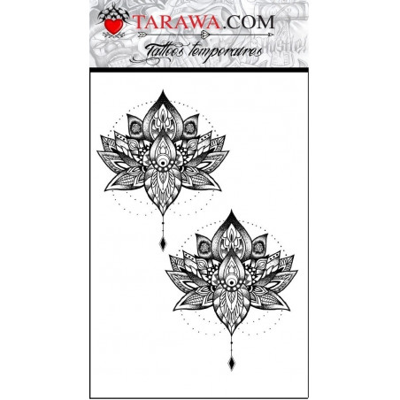 Faux tatouage fleur de lotus style mandalas