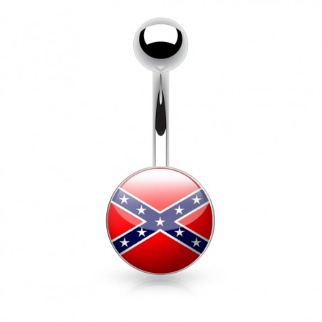 Piercing nombril logo drapeau sudiste