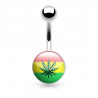 Piercing nombril feuille de cannabis rasta