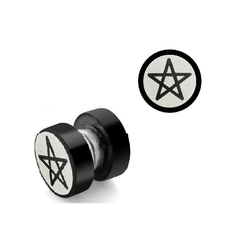 Faux écarteur aimanté pentacle acier noir.