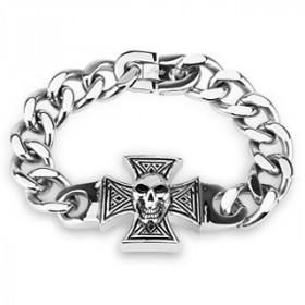 Bracelet tête de mort croix de Malt