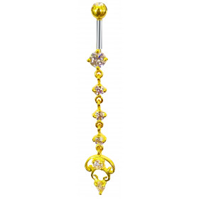 piercing nombril long pendentif plaqué or