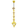 piercing nombril long pendentif plaqué or