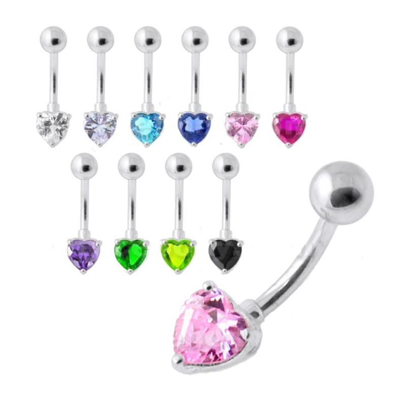 Piercing ventre coeur en argent