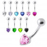 Piercing ventre coeur en argent