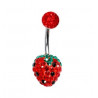 Piercing nombril fraise cristal