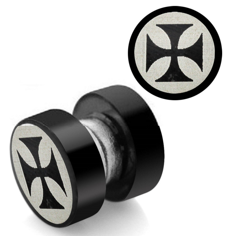 Faux plug magnétique croix acier noir