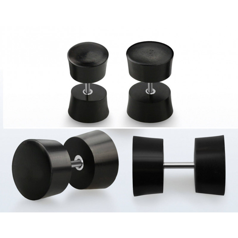 Faux plug oreille en bois noir Faux plug oreille en bois noir