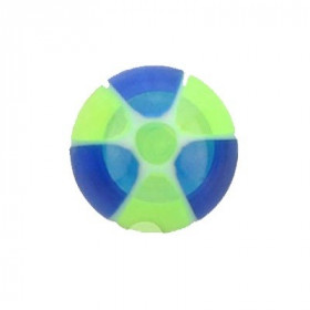 Faux piercing langue boule vert et bleu