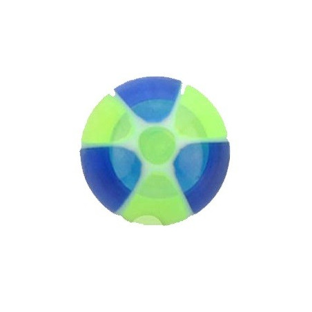 Faux piercing langue boule vert et bleu