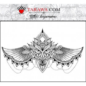 Tatouage hibou Mandala underboobs