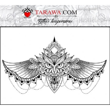 Tatouage hibou Mandala underboobs