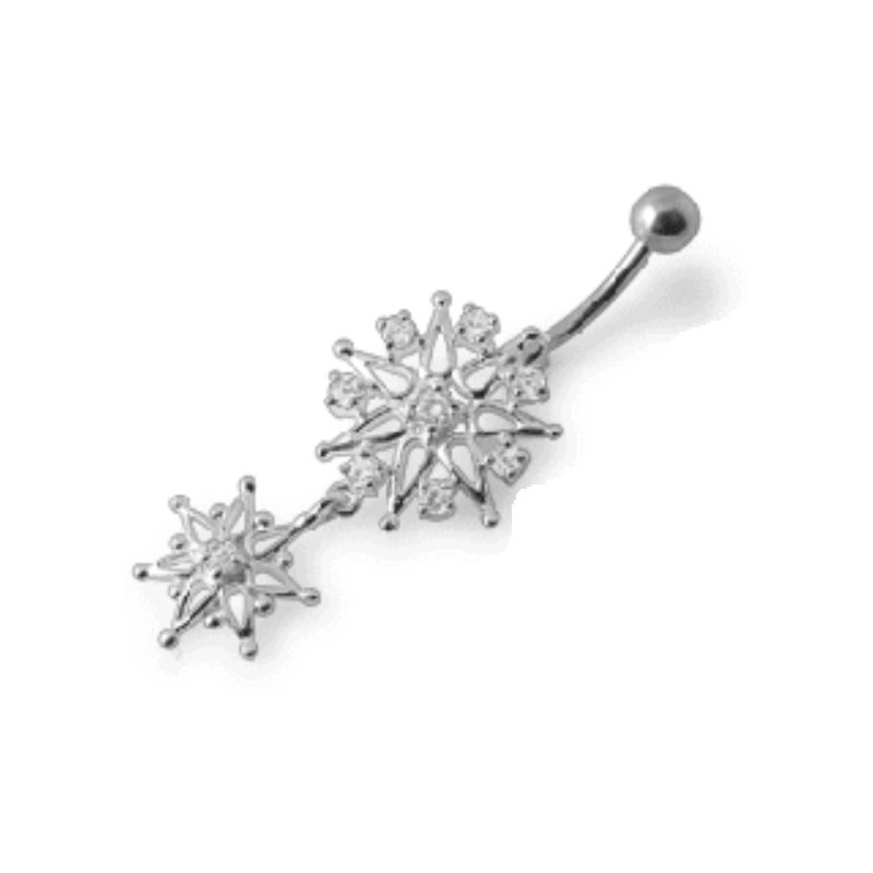 Piercing nombril flocon de neige